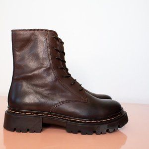 NWOT Brown leather combat boots